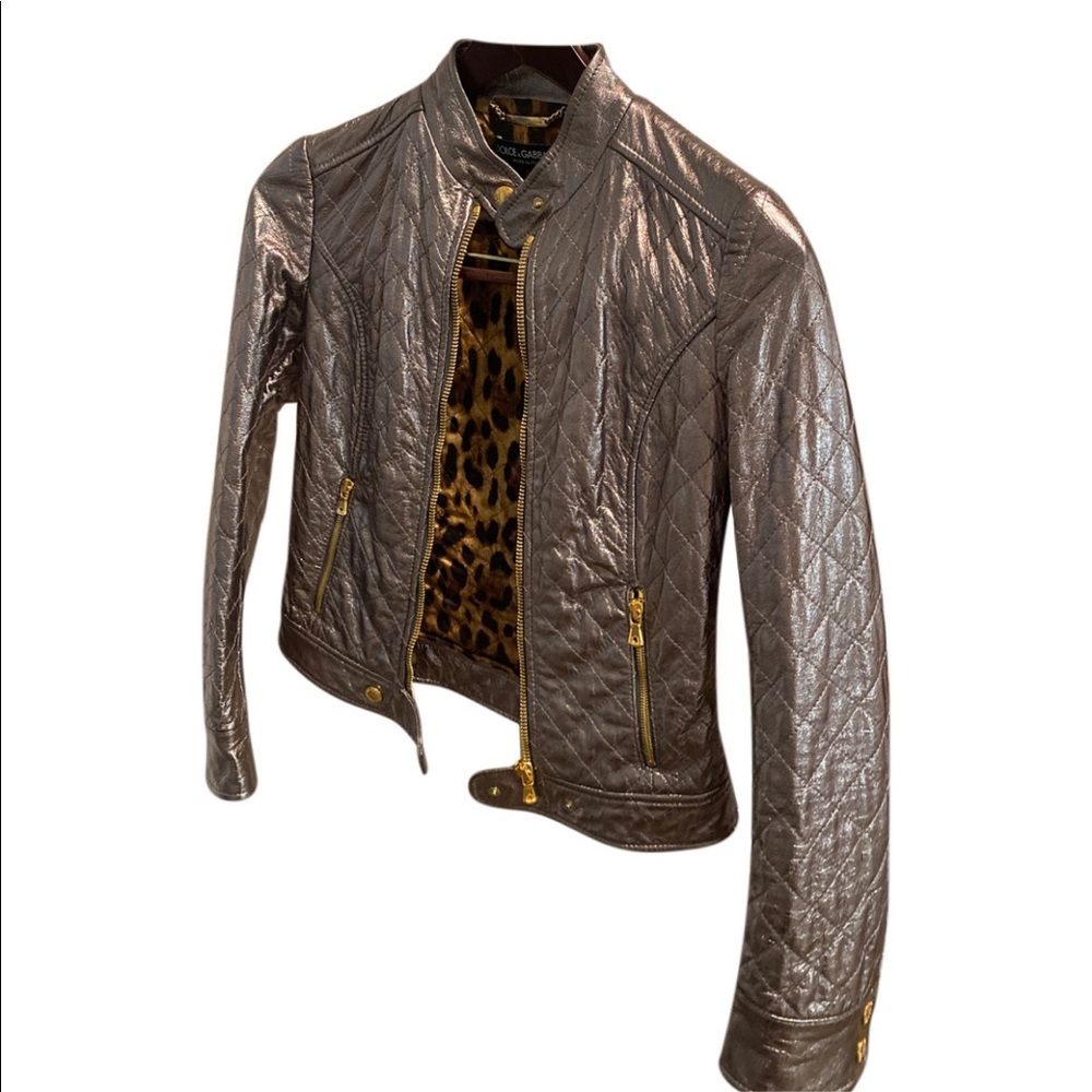 Dolce and Gabbana leather biker jacket. Fits US XS